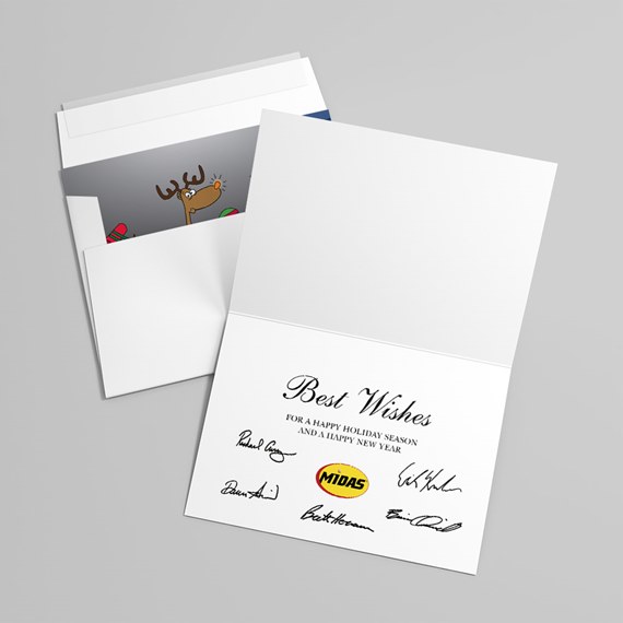 greeting card with photo placeholder and festive design